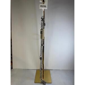 Michael Kors Silver Chain Belt MK Logo Medallion Adjustable S/M New With Tags